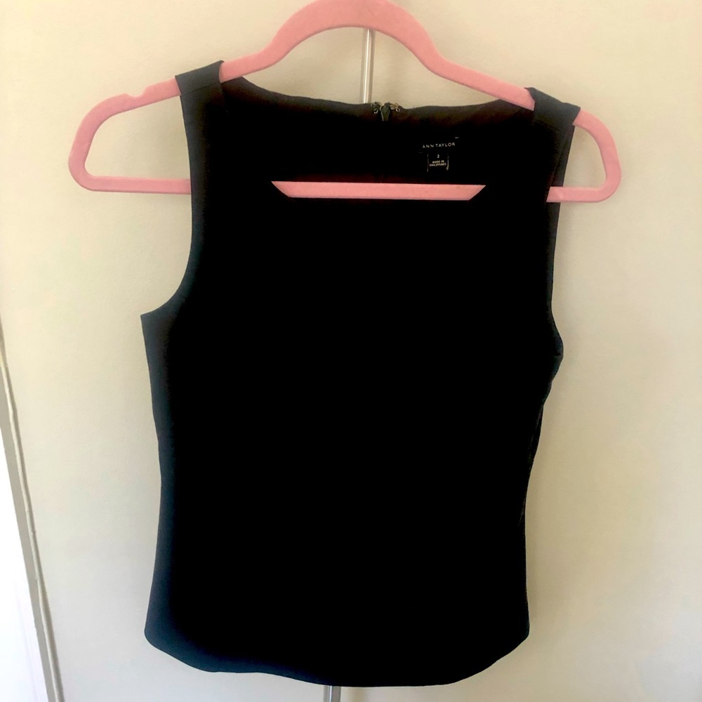 Ann Taylor  Tank/Shell Black  Sleevless  Zip Back Size  2